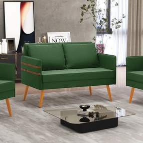 Namoradeira 02 Lugares Mari Suede Pés Palito Castanho - D'Rossi - Verde