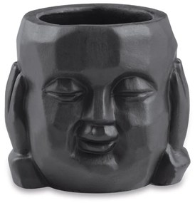 Kit 03 Cachepot Buda Sabedoria Preto em Cimento 7,5 cm - D'Rossi