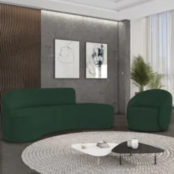 Sofá 4 Lugares 220cm Wendi e Poltrona Steve Boucle Verde I01 - Mpozen