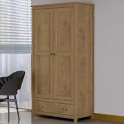 Guarda Roupa Solteiro 91cm 2 Portas 1 Gaveta Lázio Freijó F07 - Mpozen