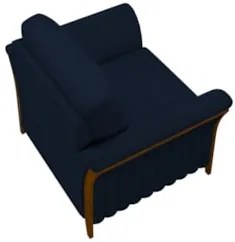 Poltrona Decorativa Sala de Estar 102cm Pés Madeira Roya Z32 Veludo Az