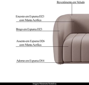 Poltrona Decorativa Sala de Estar Adam Veludo Rosê G45 - Gran Belo