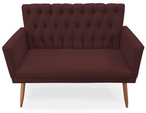 Kit 2 Poltronas 1 Namoradeira Clara Capitonê Pés Palito Suede Bordô - Sheep Estofados