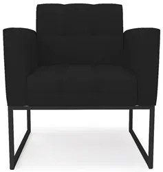 Sofá Namoradeira e 2 Poltronas Base Industrial Preto Ana Linho Preto -