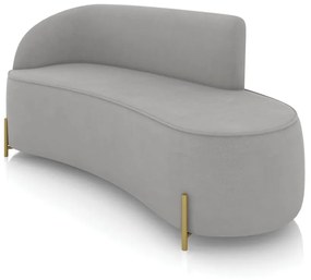 Sofá 3 Lugares Orgânico 180cm Pé Dourado Morgan Suede D03 - D'Rossi - Cinza