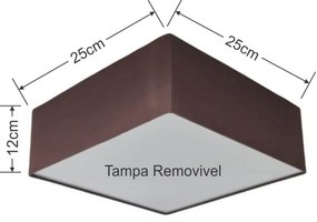 Plafon Quadrado Md-3000 Cúpula em Tecido 25x25x12cm Café - Bivolt
