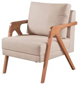 Kit 2 Poltronas + Namoradeira Mona Luxo Madeira Maciça Linho Bege