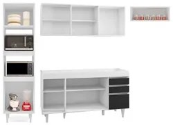 Armário de Cozinha Modulada 4 Peças CP10 Balcão Branco/Preto - Lumil