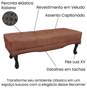 Cabeceira Cama Box Solteiro 90cm e Recamier Vicenza Veludo S04 - D'Rossi - Cobre