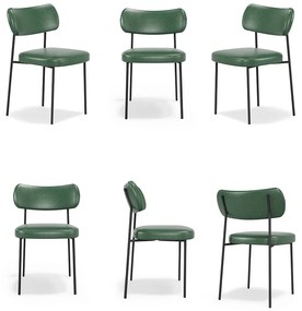 Cadeiras de Jantar Base Ferro Nile kit 6 Sintético PU A08 - D'Rossi - Verde