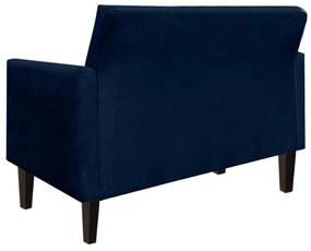 Namoradeira Jade 02 Lugares Suede Azul Marinho Pés Chanfrado Tabaco - D'Rossi