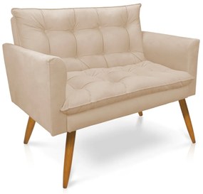 Sofá Namoradeira Tais Suede Pés Palito Castanho - D'Rossi - Bege
