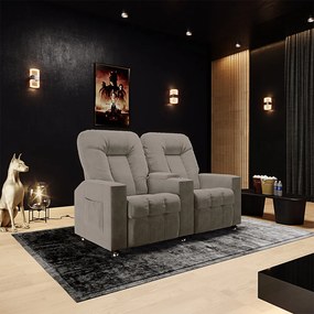 Poltrona Reclinável 2 Lugares para Sala de Cinema Pequim Veludo Capuccino G23 - Gran Belo