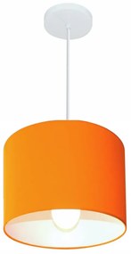 Lustre Pendente Cilíndrico Md-4054 Cúpula em Tecido 30x21cm Laranja - Bivolt