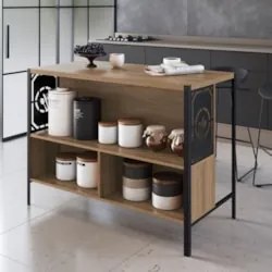 Mesa Bancada Gourmet Ilha Industrial Glenda Mel Z54         - Mpozenat