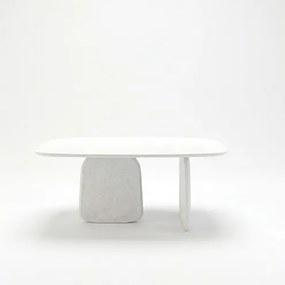 Mesa de Jantar Laguna Retangular Concreto Branco