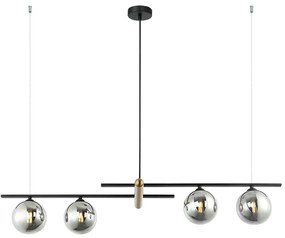 Pendente Bambu Metal Preto E Bronze Vidro Fume 23X98X16,5Cm 4Xg9 | Bel...