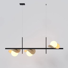 Pendente Calandra Assimétrico Linear 27X21X80Cm Alumínio E Globo Ø10Cm... (CHAMPANHE, FOSCO)