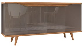 Aparador Buffet 4 Portas Kira C02 - D'Rossi - Cinza Pérola e Noce