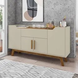 Balcão Aparador Buffet 4 Portas 1 Gaveta Future Off White/Cinamomo - B