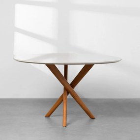Mesa de Jantar Thai Redonda Vidro - Off White