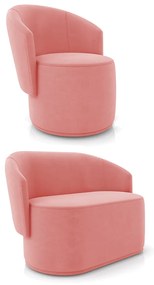 Sofá Namoradeira e Poltrona Orgânica para Sala Malu Suede M11 - D'Rossi - Rose