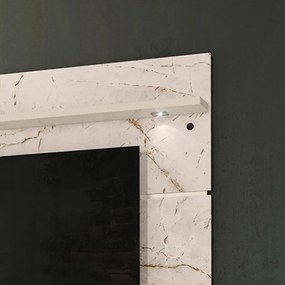Painel TV 60 Pol 182cm Bancada Suspensa para Sala Quelen M20 - D'Rossi - Calacata e Off White