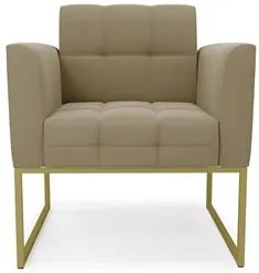 Poltrona Decorativa Base Industrial Dourado Ana Suede Marrom RT - Ibiz