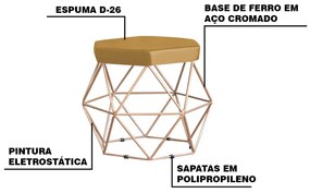 Puff Decorativo Base Gold Elsa Suede Mostarda G41 - Gran Belo