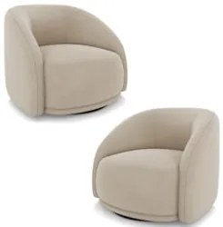 Poltrona Decorativa Orgânica Giratória Kit 2 Lya Z32 Suede Bege - Mpoz