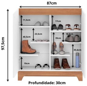 Sapateira Aparador Multifuncional Com 2 Portas - Branco Amadeirado
