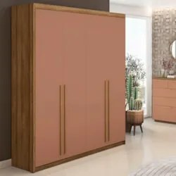Guarda Roupa Solteiro 4 Portas 183cm Dubai Nature/Camarim    - Vila Ri