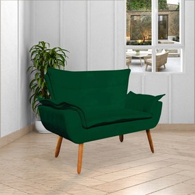 Poltrona Namoradeira Pés Palito Charger Suede Verde G19 - Gran Belo