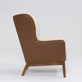 Poltrona para Sala Mirela D07 Corano Terracota e Linho Pérola - D'Rossi
