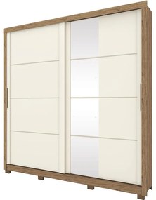 Guarda Roupa Roupeiro 2 Portas com Espelho 4 Gavetas Rústico