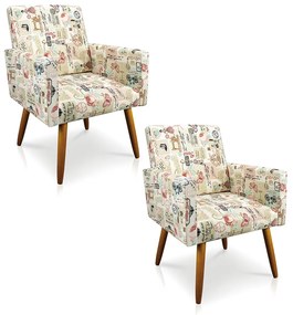 KIT 02 POLTRONAS LARISSA ESTAMPADO RETRO