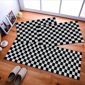 Jogo de Tapete de Cozinha, Xadrez - 3 Pças