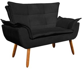 Poltrona Namoradeira Pés Palito Charger Suede Preto G19 - Gran Belo