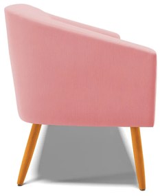 Namoradeira 02 Lugares Stella Suede Rosê Pés Palito Castanho - D'Rossi