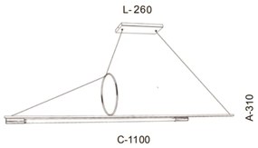 Pendente Retangular Para Tubular T8 120Cm 150X30X36Cm | Old Artisan Pd... (LUNA / DOURADO BRILHO)