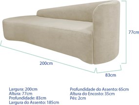 Kit Sofá Curvo França 200cm L.E e Poltrona Luiza Max Conforto, Elegância e Design Moderno Linho