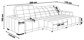 Sofá Sala de Estar Retrátil e Reclinável 5 Lugares Lisboa 350cm Couro Marrom G58 - Gran Belo