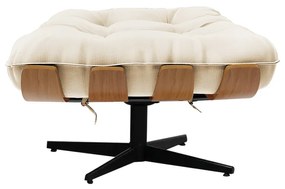 Puff Giratório Costela Suede Bege Base Cromada Preto - D'Rossi