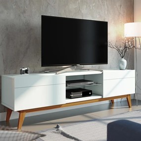 Rack Bancada 2 Gavetas 180cm Amy Off White/Freijó G29 - Gran Belo
