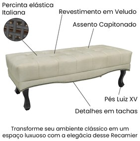 Cabeceira Cama Box Queen 160cm e Recamier Vicenza Veludo S04 - D'Rossi - Bege