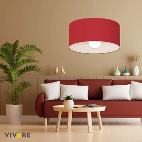Lustre Pendente Cilíndrico 4052 Cúpula em Tecido 50x21cm Bordo - Bivolt