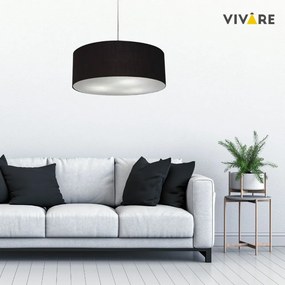 Lustre Pendente Cilíndrico Md-4217 Cúpula em Tecido 50x15cm Preto - Bivolt