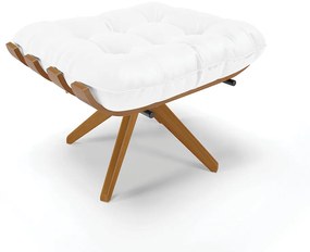 Puff Giratório Costela Sintético Branco Base de Madeira MA30 M11 - D'Rossi
