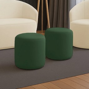 Puff Redondo Orgânico para Sala Kit 2 Malu Veludo M11 - D'Rossi - Verde