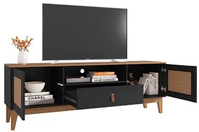 Rack Esmeralda 1.60 Preto/Noce - Casa D Móveis
